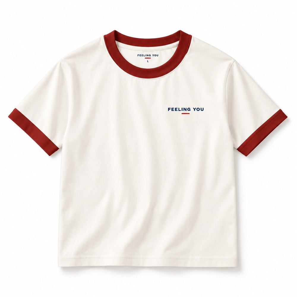 CLASSIC Ringer T-Shirt สี Ivory / Brick Red