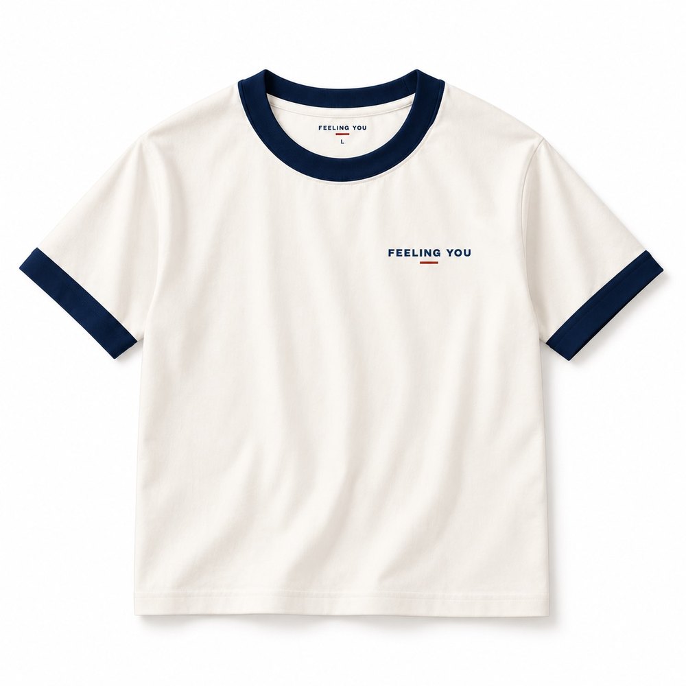CLASSIC Ringer T-Shirt สี Ivory / Navy