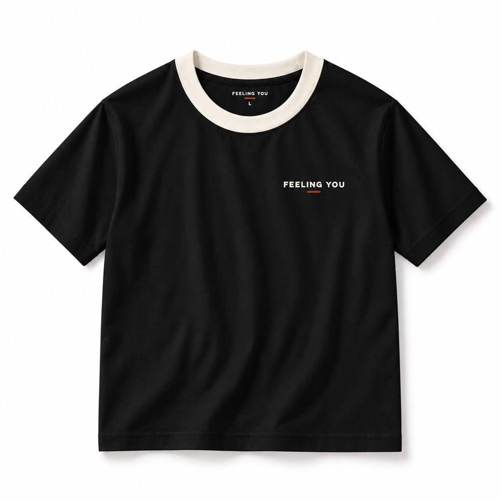 ESSENTIAL Single Ringer T-Shirt สี Black / Ivory